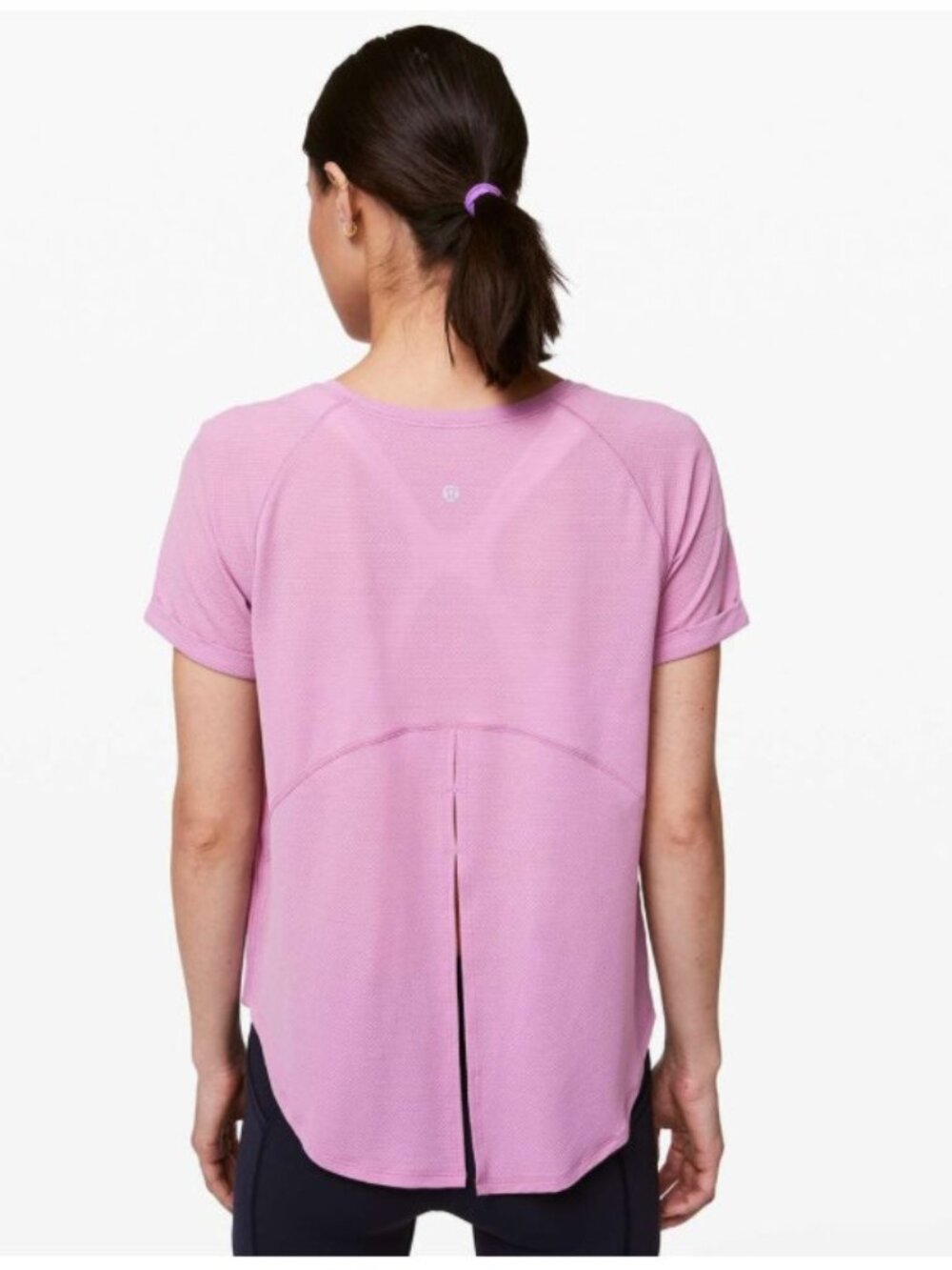 Lululemon Open Up Tie Back Tee Womens 8 Purple Short Sleeve